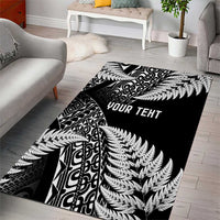 New Zealand Rugby Pacific Personalised Area Rug All Black Maori Pasifika Fern Pattern