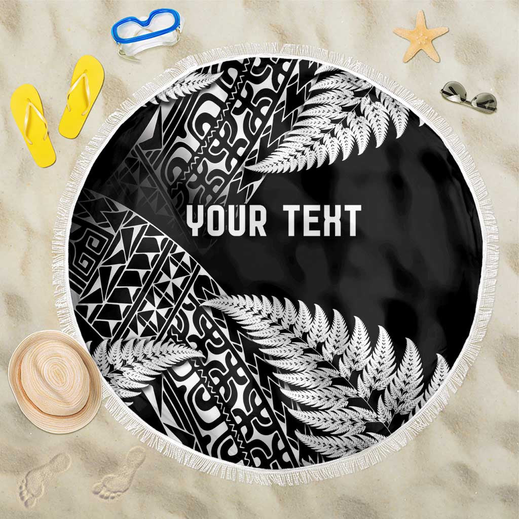 New Zealand Rugby Pacific Personalised Beach Blanket All Black Maori Pasifika Fern Pattern