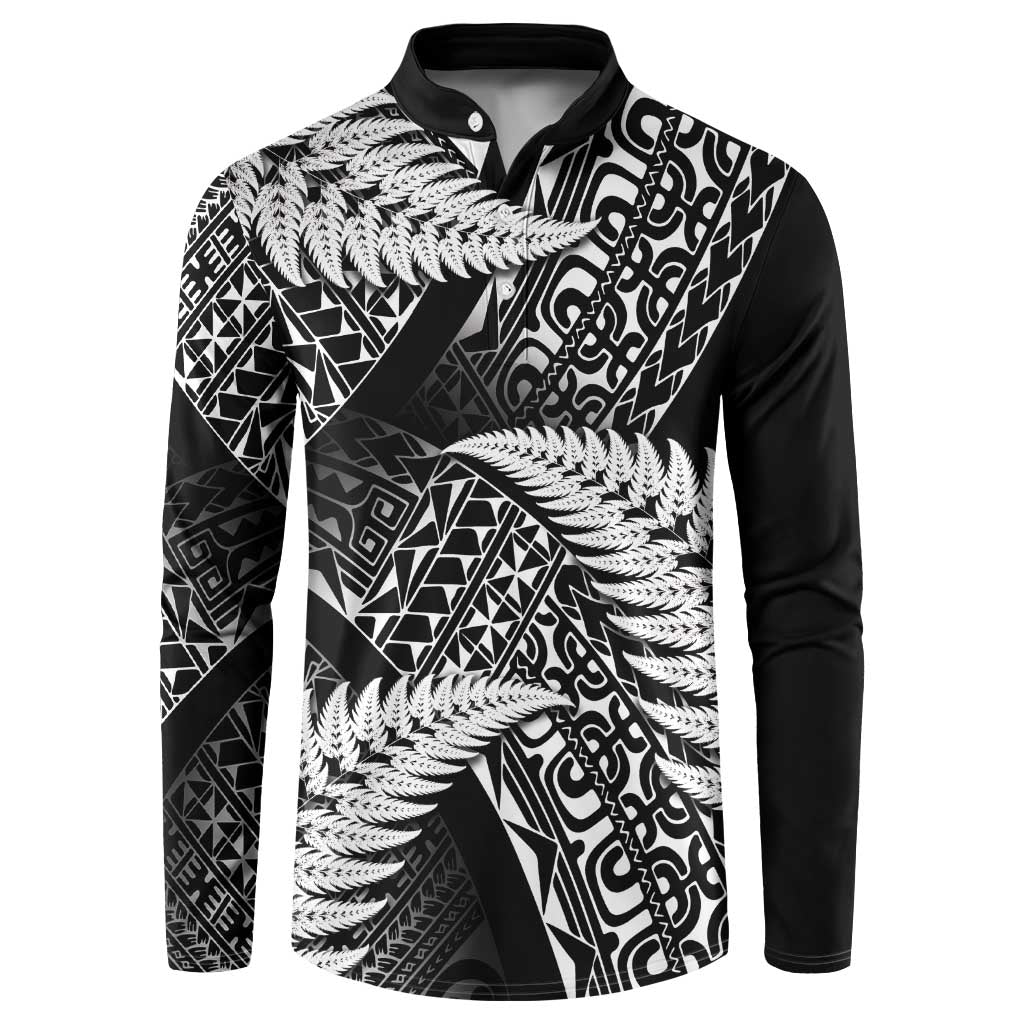 New Zealand Rugby Pacific Personalised Button Sweatshirt All Black Maori Pasifika Fern Pattern