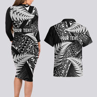 New Zealand Rugby Pacific Personalised Couples Matching Long Sleeve Bodycon Dress and Hawaiian Shirt All Black Maori Pasifika Fern Pattern LT9 - Polynesian Pride