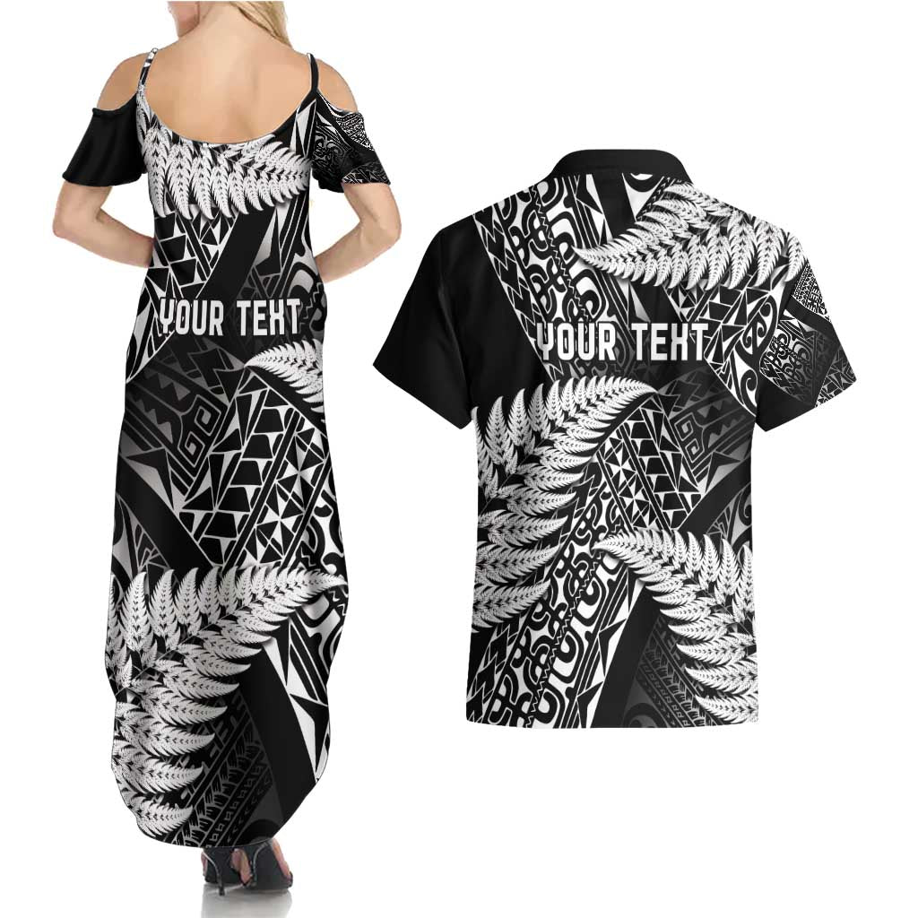 New Zealand Rugby Pacific Personalised Couples Matching Summer Maxi Dress and Hawaiian Shirt All Black Maori Pasifika Fern Pattern LT9 - Polynesian Pride