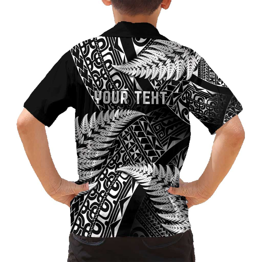 New Zealand Rugby Pacific Personalised Family Matching Long Sleeve Bodycon Dress and Hawaiian Shirt All Black Maori Pasifika Fern Pattern LT9 - Polynesian Pride