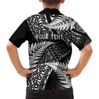 New Zealand Rugby Pacific Personalised Family Matching Long Sleeve Bodycon Dress and Hawaiian Shirt All Black Maori Pasifika Fern Pattern LT9 - Polynesian Pride