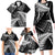 New Zealand Rugby Pacific Personalised Family Matching Long Sleeve Bodycon Dress and Hawaiian Shirt All Black Maori Pasifika Fern Pattern