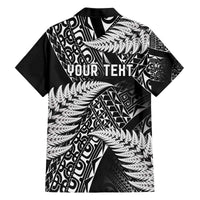 New Zealand Rugby Pacific Personalised Family Matching Off The Shoulder Long Sleeve Dress and Hawaiian Shirt All Black Maori Pasifika Fern Pattern LT9 - Polynesian Pride