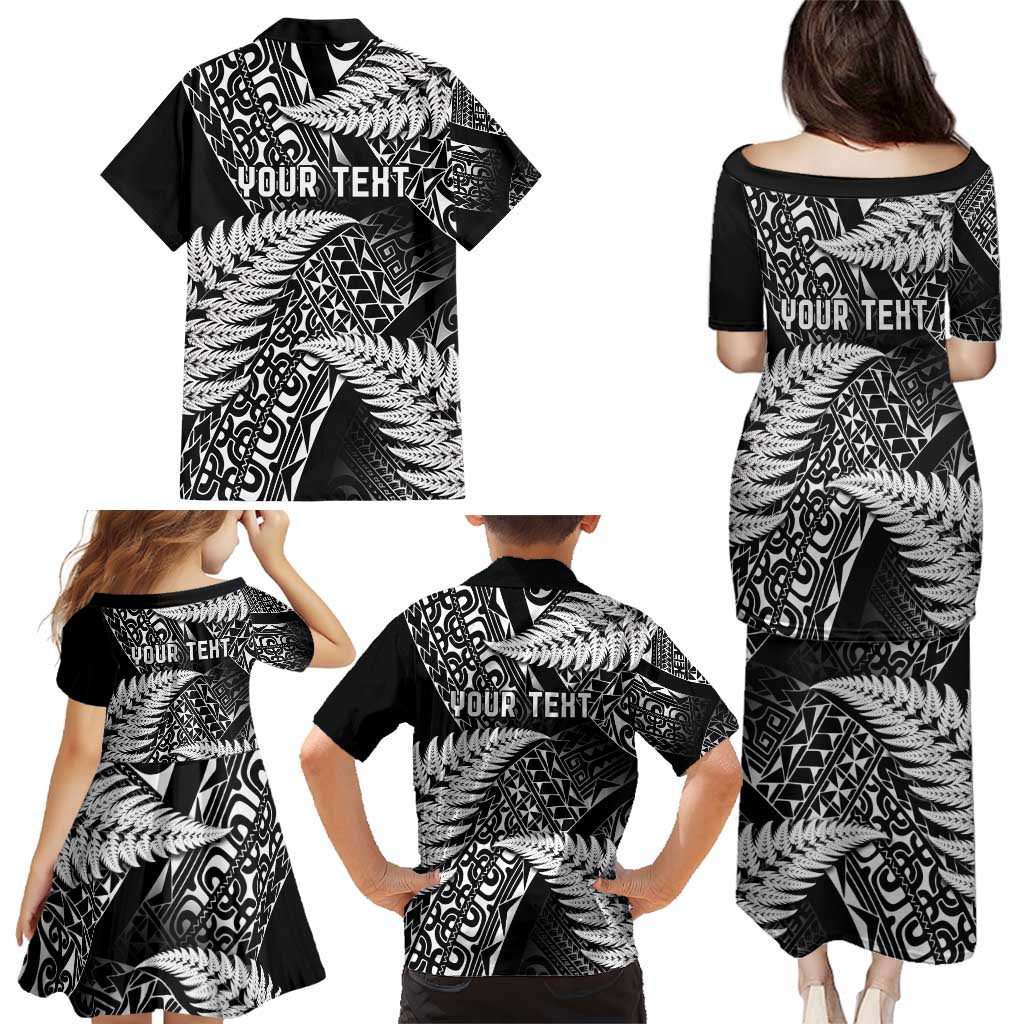 New Zealand Rugby Pacific Personalised Family Matching Puletasi and Hawaiian Shirt All Black Maori Pasifika Fern Pattern