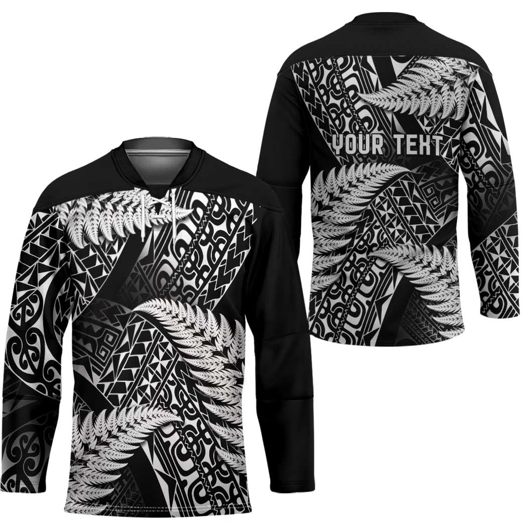New Zealand Rugby Pacific Personalised Hockey Jersey All Black Maori Pasifika Fern Pattern - Polynesian Pride