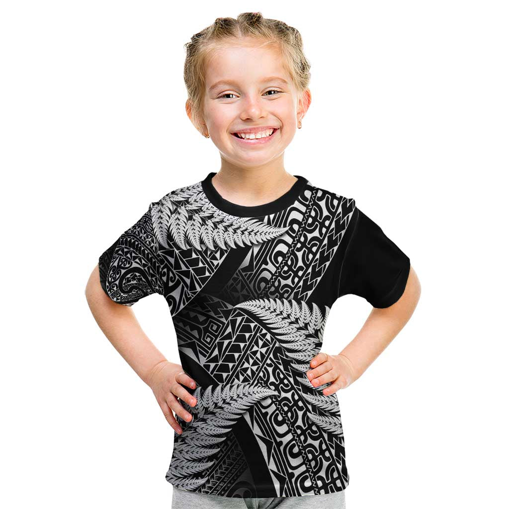 New Zealand Rugby Pacific Personalised Kid T Shirt All Black Maori Pasifika Fern Pattern