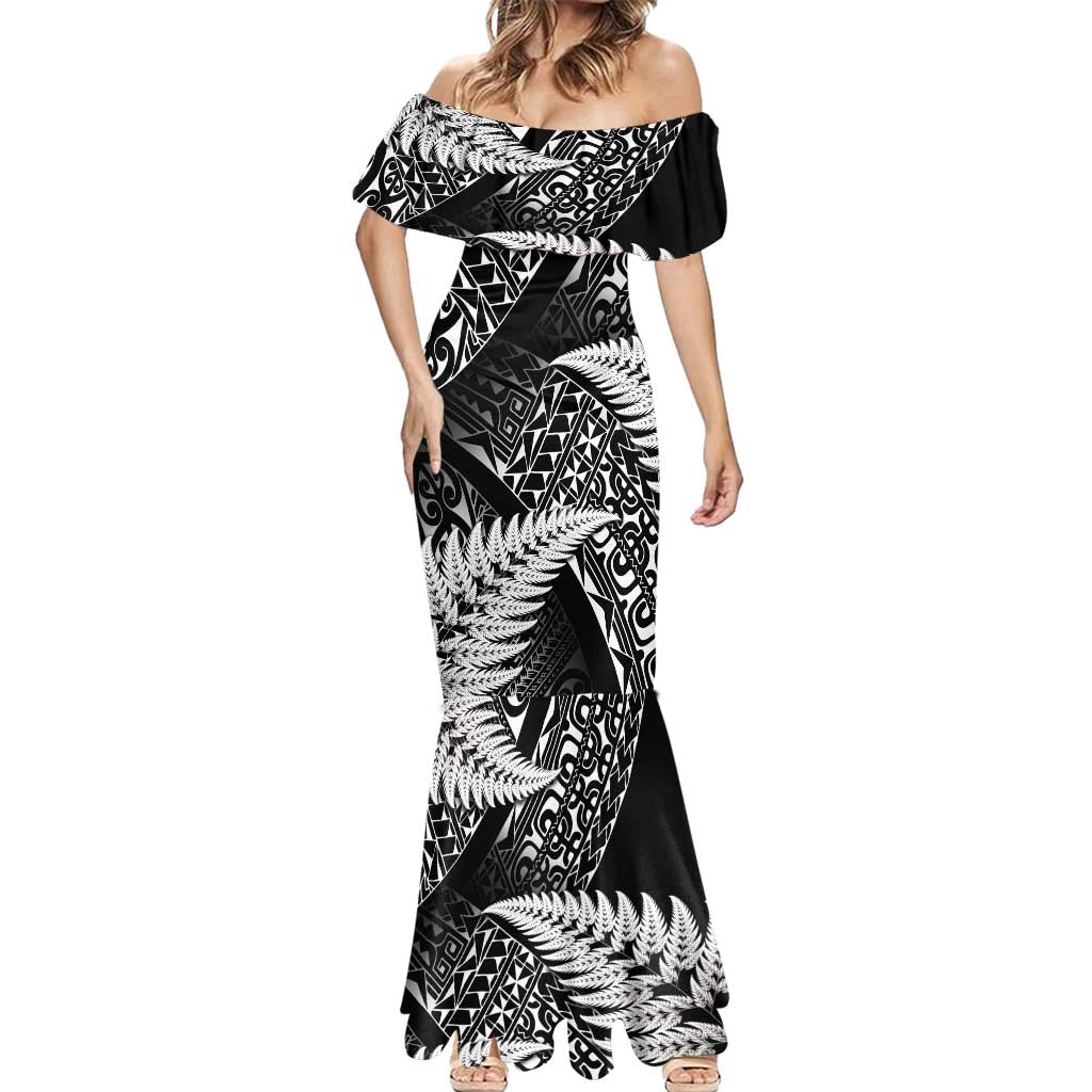 New Zealand Rugby Pacific Personalised Mermaid Dress All Black Maori Pasifika Fern Pattern