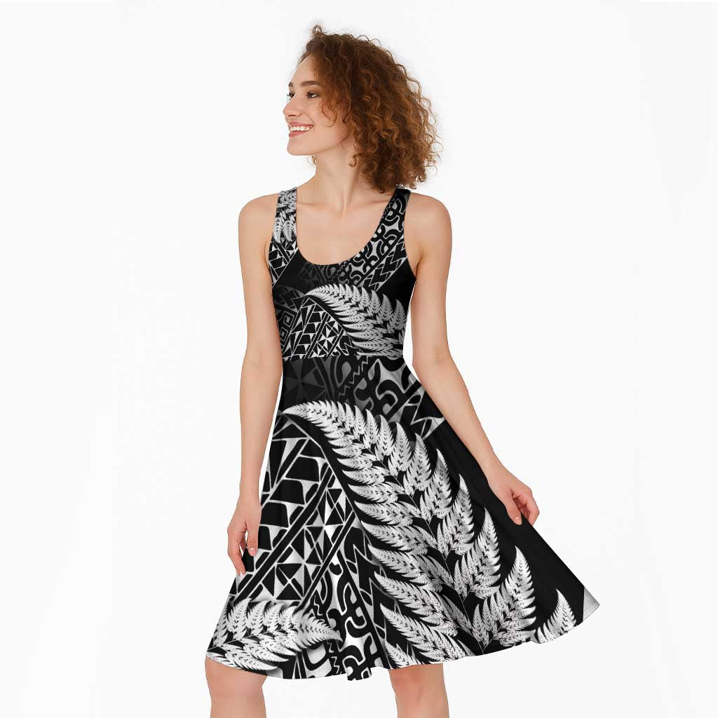 New Zealand Rugby Pacific Personalised Midi Dress All Black Maori Pasifika Fern Pattern - Polynesian Pride
