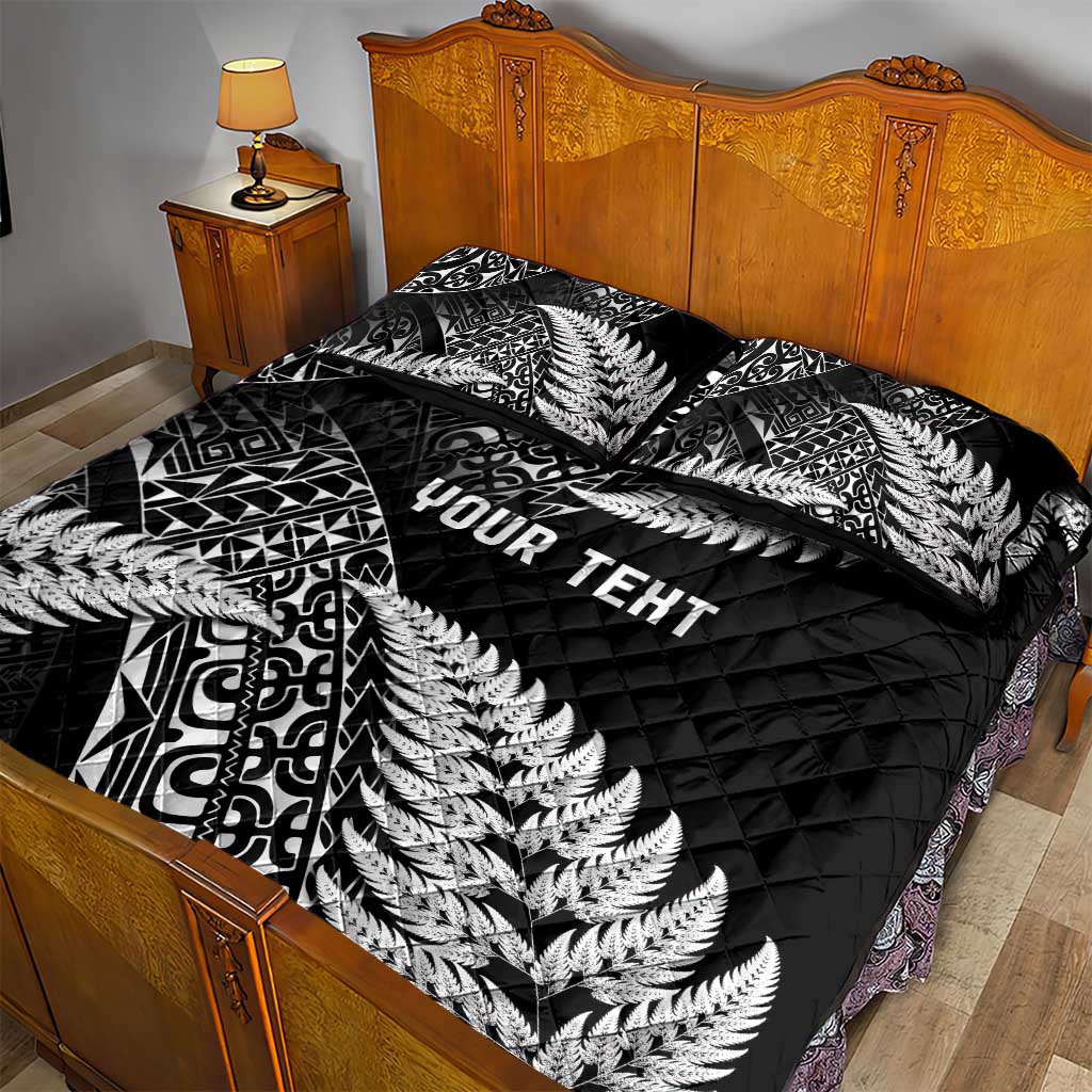 New Zealand Rugby Pacific Personalised Quilt Bed Set All Black Maori Pasifika Fern Pattern
