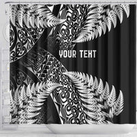 New Zealand Rugby Pacific Personalised Shower Curtain All Black Maori Pasifika Fern Pattern