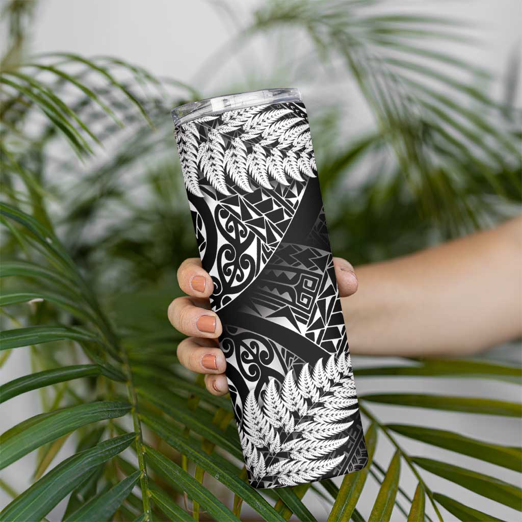 New Zealand Rugby Pacific Personalised Skinny Tumbler All Black Maori Pasifika Fern Pattern LT9 - Polynesian Pride