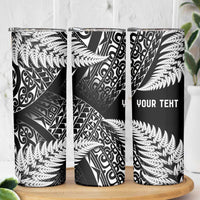 New Zealand Rugby Pacific Personalised Skinny Tumbler All Black Maori Pasifika Fern Pattern LT9 - Polynesian Pride