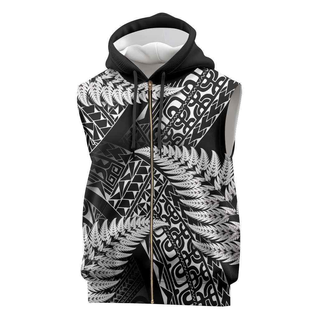 New Zealand Rugby Pacific Personalised Sleeveless Zip Hoodie All Black Maori Pasifika Fern Pattern - Polynesian Pride