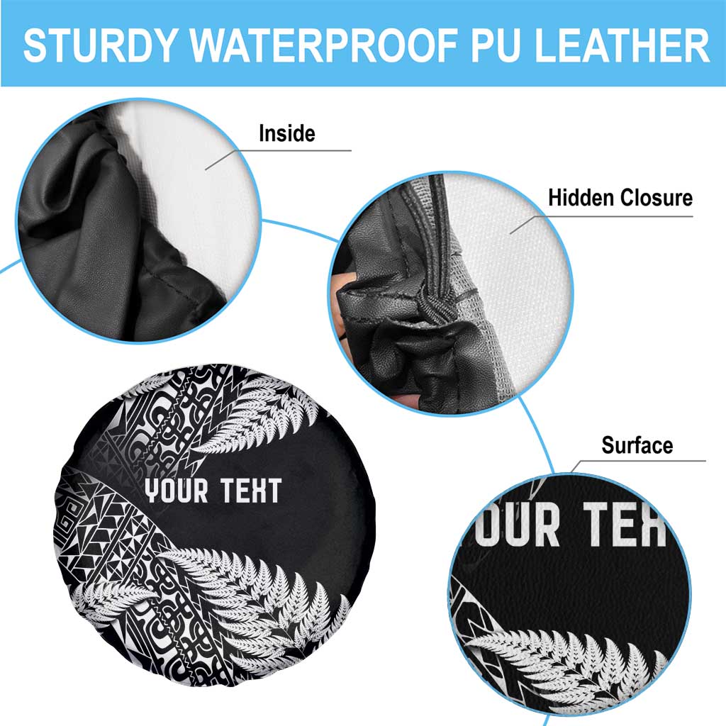 New Zealand Rugby Pacific Personalised Spare Tire Cover All Black Maori Pasifika Fern Pattern
