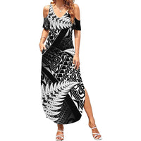New Zealand Rugby Pacific Personalised Summer Maxi Dress All Black Maori Pasifika Fern Pattern
