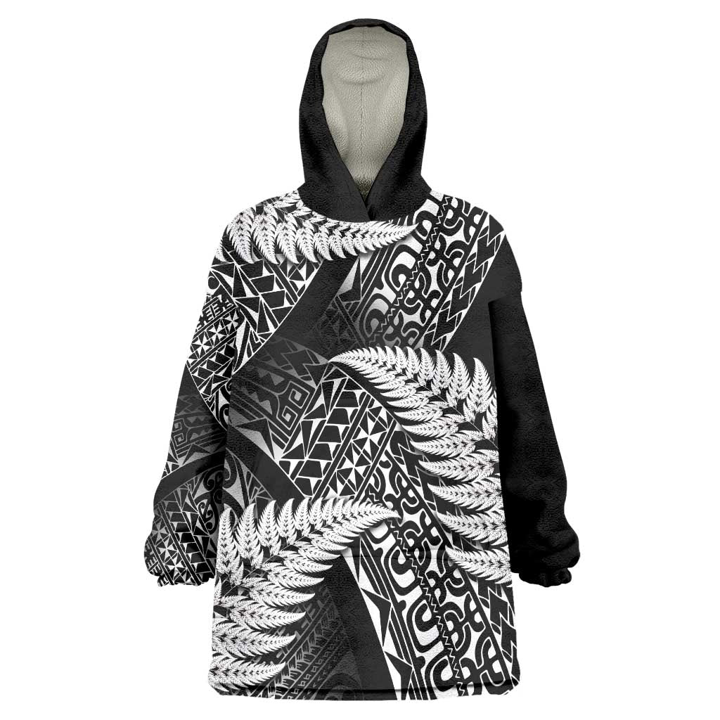 New Zealand Rugby Pacific Personalised Wearable Blanket Hoodie All Black Maori Pasifika Fern Pattern