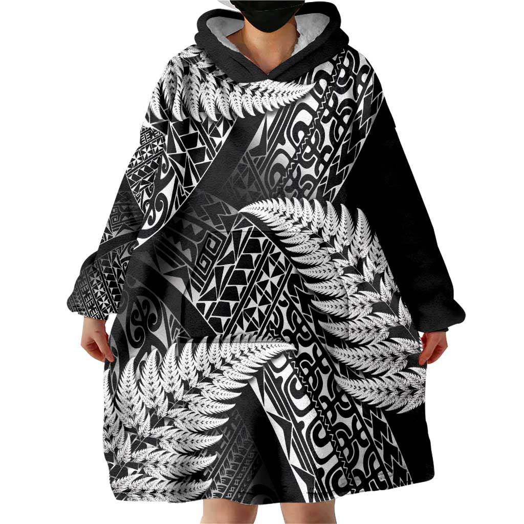 New Zealand Rugby Pacific Personalised Wearable Blanket Hoodie All Black Maori Pasifika Fern Pattern