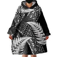 New Zealand Rugby Pacific Personalised Wearable Blanket Hoodie All Black Maori Pasifika Fern Pattern