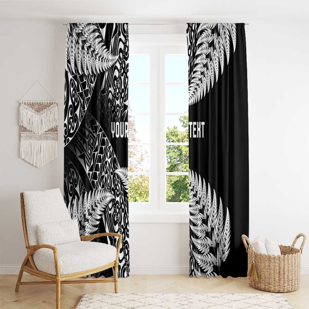 New Zealand Rugby Pacific Personalised Window Curtain All Black Maori Pasifika Fern Pattern