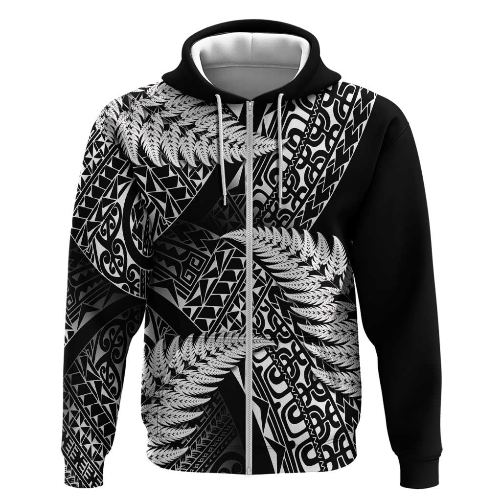 New Zealand Rugby Pacific Personalised Zip Hoodie All Black Maori Pasifika Fern Pattern