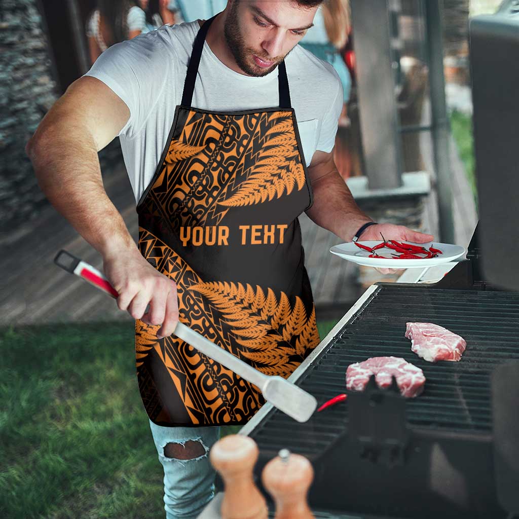 New Zealand Rugby Pacific Personalised Apron All Gold Maori Pasifika Fern Pattern - Polynesian Pride