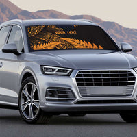 New Zealand Rugby Pacific Personalised Auto Sun Shade All Gold Maori Pasifika Fern Pattern - Polynesian Pride