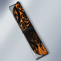 New Zealand Rugby Pacific Personalised Auto Sun Shade All Gold Maori Pasifika Fern Pattern - Polynesian Pride