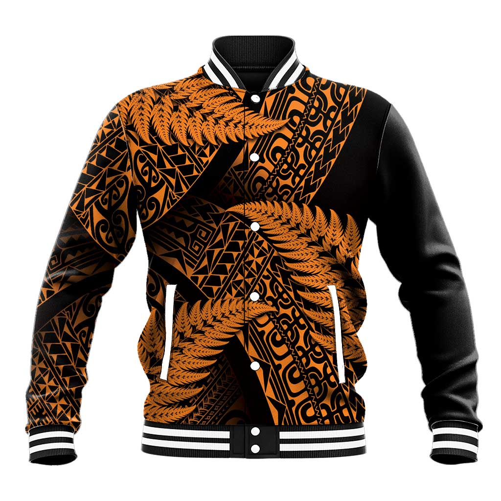 New Zealand Rugby Pacific Personalised Baseball Jacket All Gold Maori Pasifika Fern Pattern
