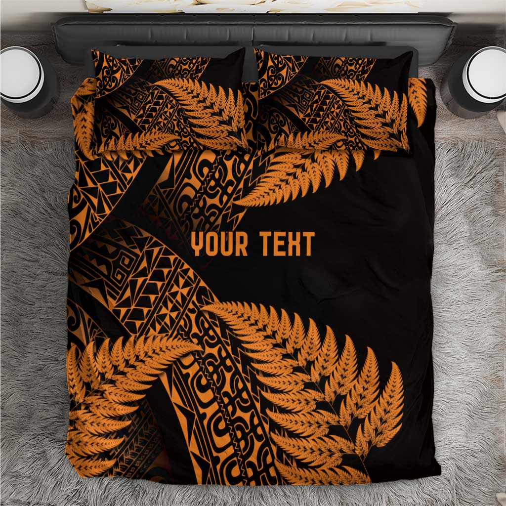 New Zealand Rugby Pacific Personalised Bedding Set All Gold Maori Pasifika Fern Pattern