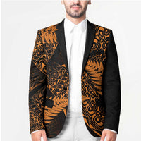 New Zealand Rugby Pacific Personalised Blazer All Gold Maori Pasifika Fern Pattern - Polynesian Pride