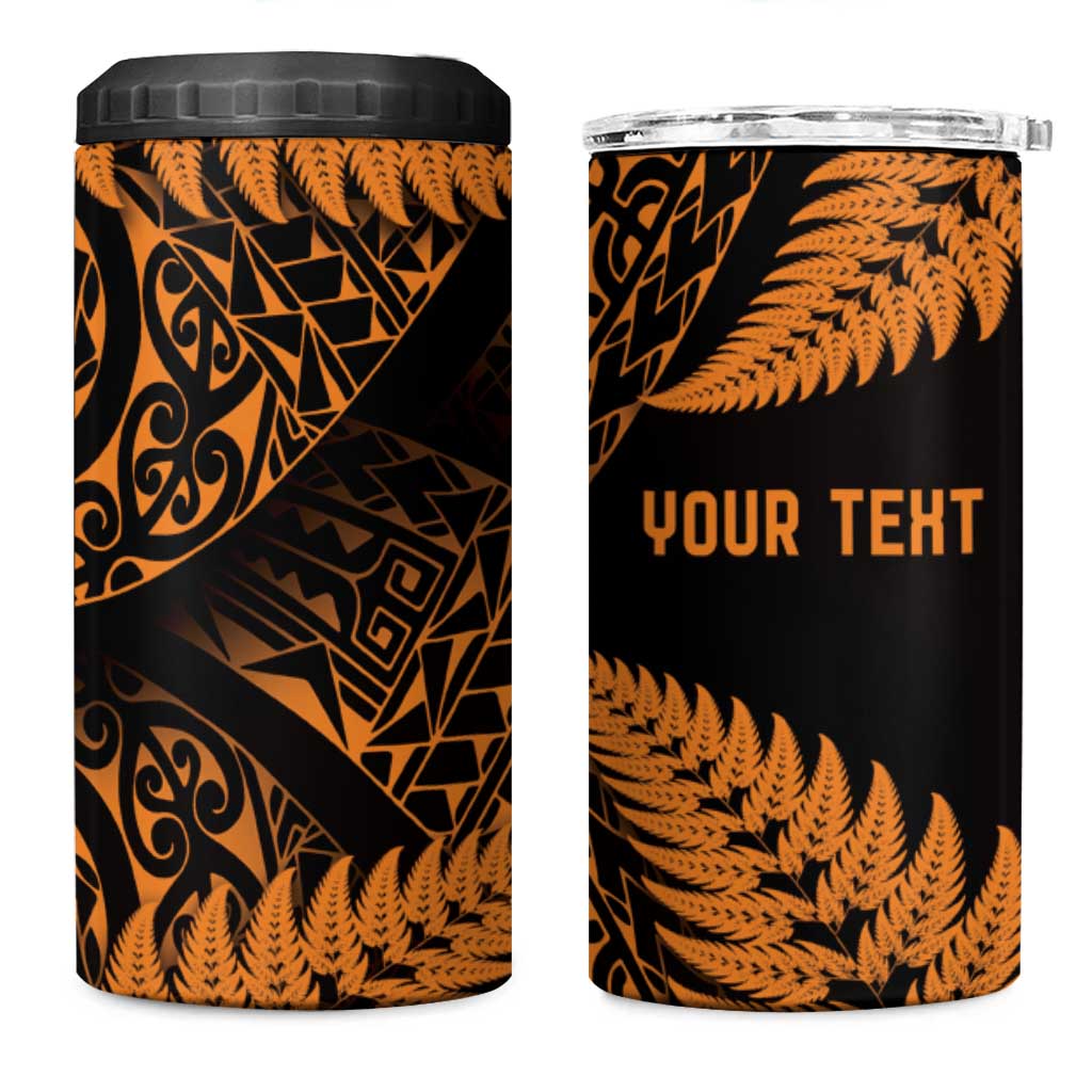 New Zealand Rugby Pacific Personalised 4 in 1 Can Cooler Tumbler All Gold Maori Pasifika Fern Pattern