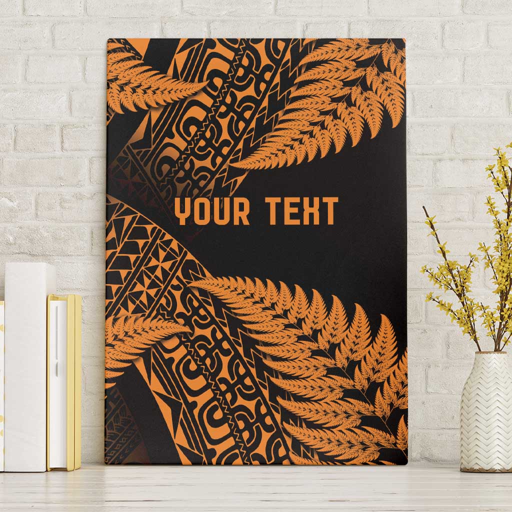 New Zealand Rugby Pacific Personalised Canvas Wall Art All Gold Maori Pasifika Fern Pattern