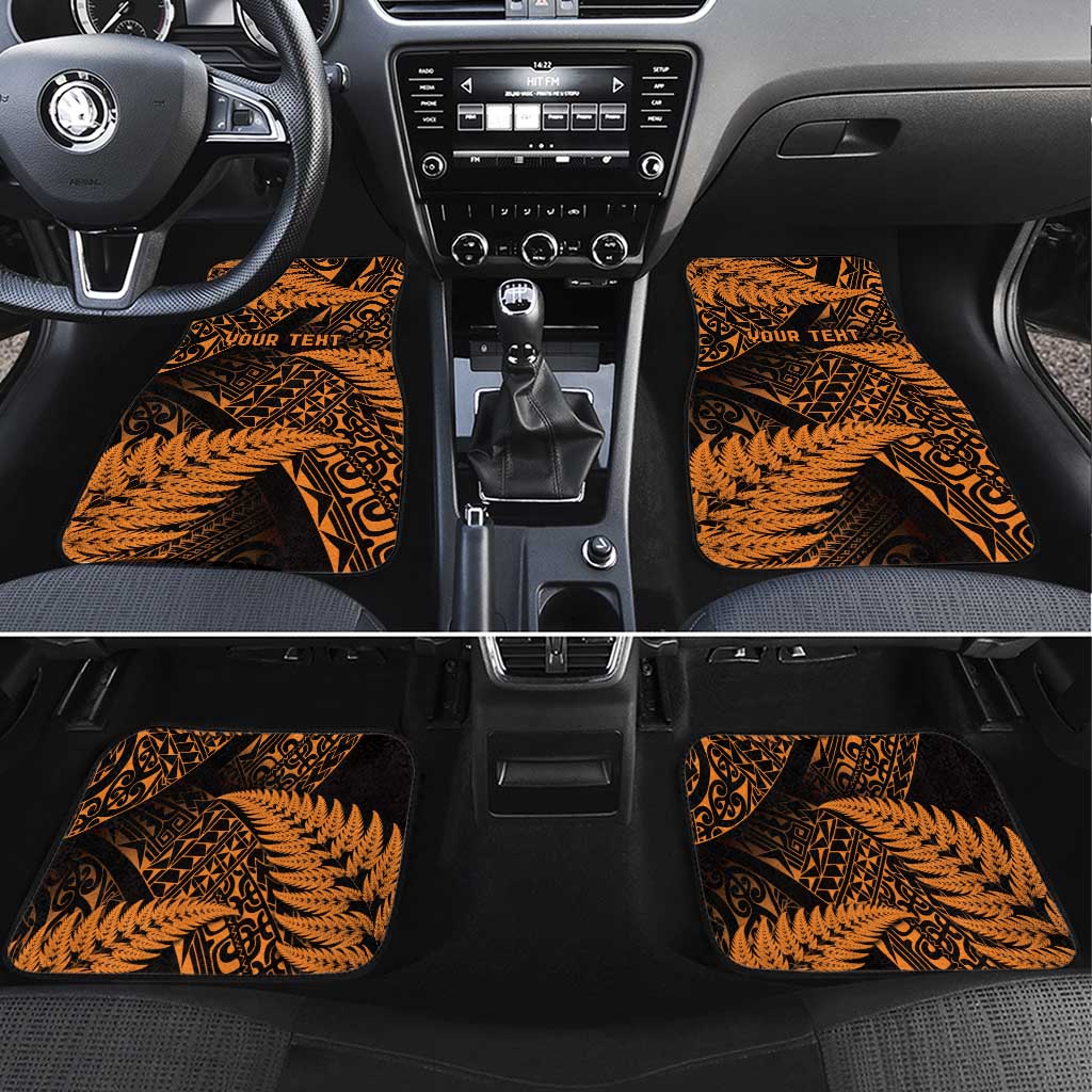 New Zealand Rugby Pacific Personalised Car Mats All Gold Maori Pasifika Fern Pattern