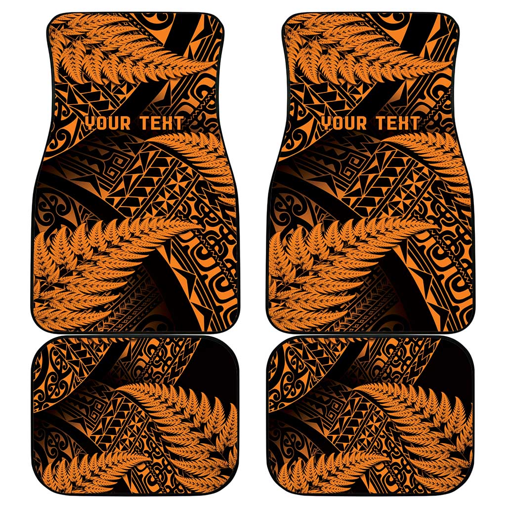 New Zealand Rugby Pacific Personalised Car Mats All Gold Maori Pasifika Fern Pattern