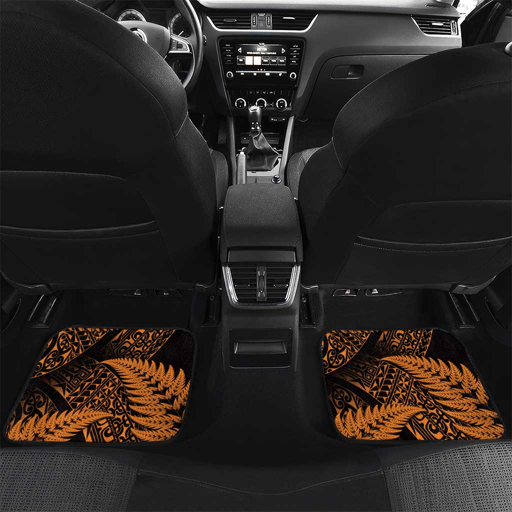 New Zealand Rugby Pacific Personalised Car Mats All Gold Maori Pasifika Fern Pattern