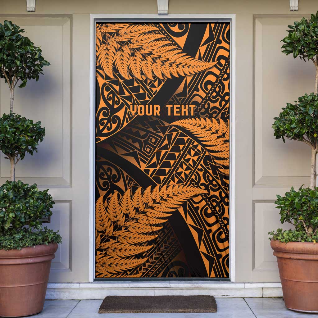 New Zealand Rugby Pacific Personalised Door Cover All Gold Maori Pasifika Fern Pattern - Polynesian Pride