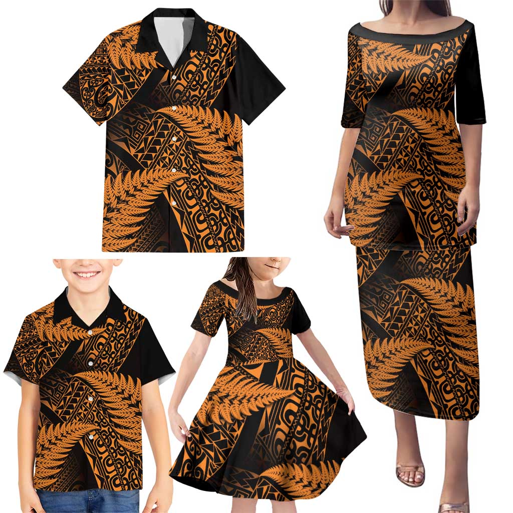 New Zealand Rugby Pacific Personalised Family Matching Puletasi and Hawaiian Shirt All Gold Maori Pasifika Fern Pattern LT9 - Polynesian Pride
