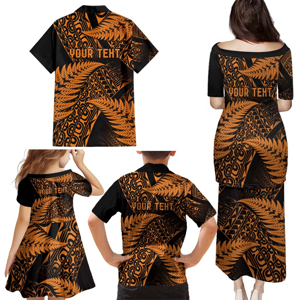 New Zealand Rugby Pacific Personalised Family Matching Puletasi and Hawaiian Shirt All Gold Maori Pasifika Fern Pattern LT9 - Polynesian Pride