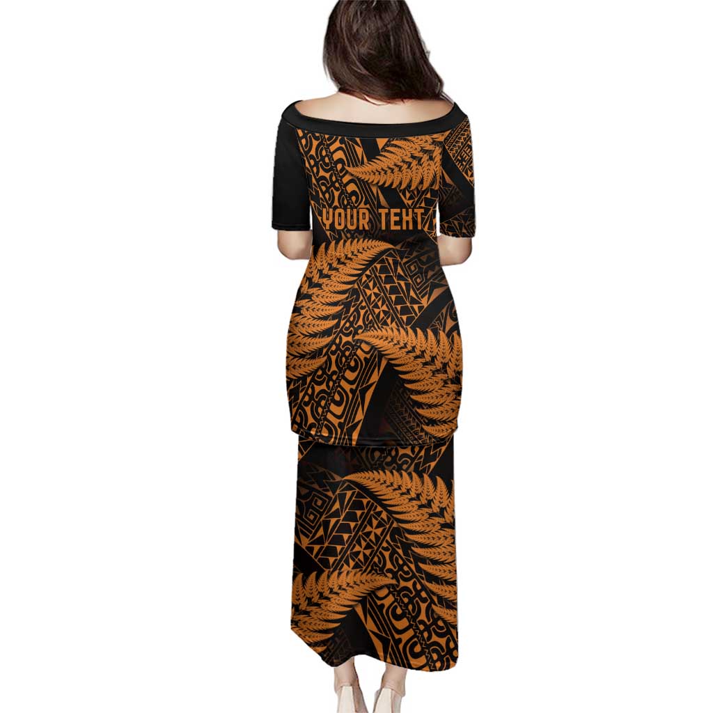 New Zealand Rugby Pacific Personalised Family Matching Puletasi and Hawaiian Shirt All Gold Maori Pasifika Fern Pattern LT9 - Polynesian Pride