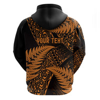 New Zealand Rugby Pacific Personalised Hoodie All Gold Maori Pasifika Fern Pattern