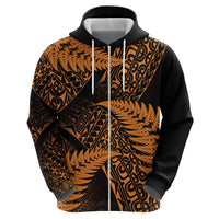 New Zealand Rugby Pacific Personalised Hoodie All Gold Maori Pasifika Fern Pattern