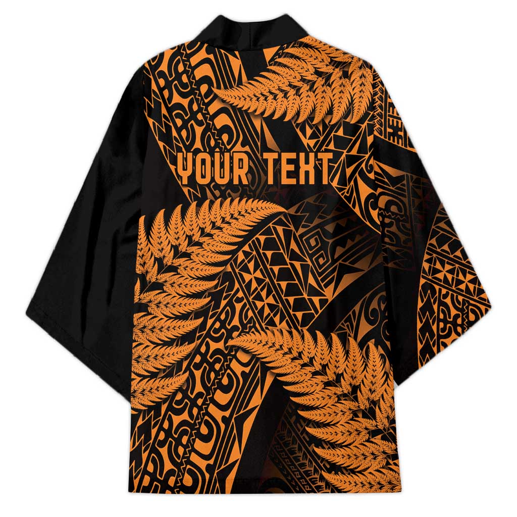 New Zealand Rugby Pacific Personalised Kimono All Gold Maori Pasifika Fern Pattern - Polynesian Pride
