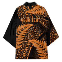 New Zealand Rugby Pacific Personalised Kimono All Gold Maori Pasifika Fern Pattern - Polynesian Pride