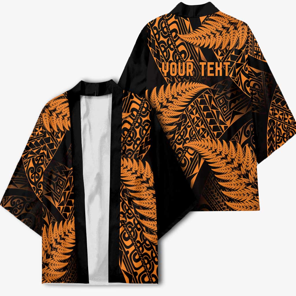 New Zealand Rugby Pacific Personalised Kimono All Gold Maori Pasifika Fern Pattern - Polynesian Pride