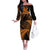 New Zealand Rugby Pacific Personalised Off The Shoulder Long Sleeve Dress All Gold Maori Pasifika Fern Pattern