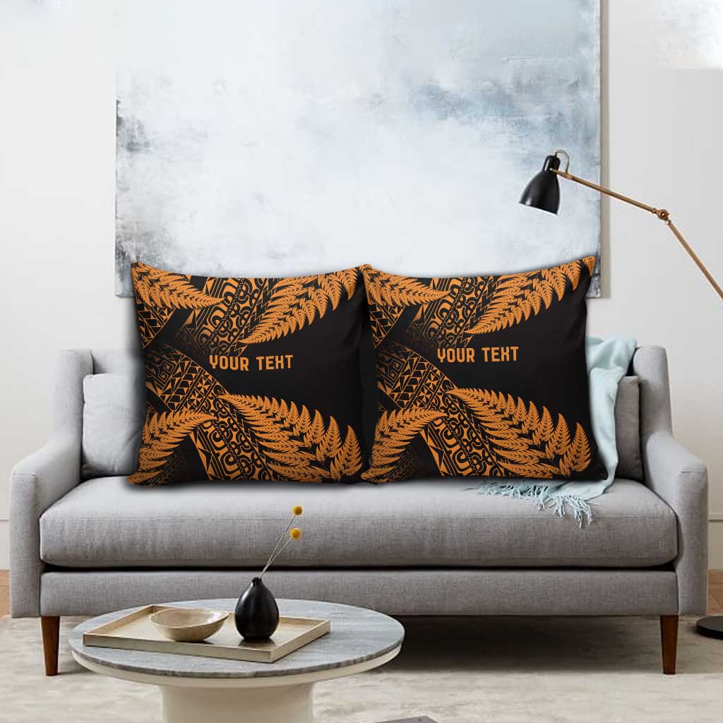 New Zealand Rugby Pacific Personalised Pillow Cover All Gold Maori Pasifika Fern Pattern - Polynesian Pride