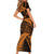 New Zealand Rugby Pacific Personalised Short Sleeve Bodycon Dress All Gold Maori Pasifika Fern Pattern