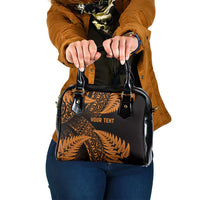 New Zealand Rugby Pacific Personalised Shoulder Handbag All Gold Maori Pasifika Fern Pattern